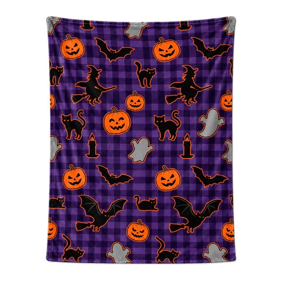 Halloween Blanket, Checkered Fall Throw Blanket, Soft Cozy Plush Blanket for Couch Sofa Bed, Halloween Home Decor Accent 50x40