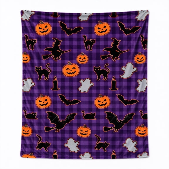 Halloween Blanket, Checkered Fall Throw Blanket, Soft Cozy Plush Blanket for Couch Sofa Bed, Halloween Home Decor Accent 50x40
