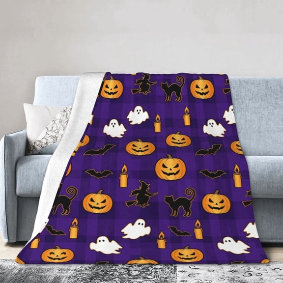 Halloween Blanket, Checkered Fall Throw Blanket, Soft Cozy Plush Blanket for Couch Sofa Bed, Halloween Home Decor Accent 50x40