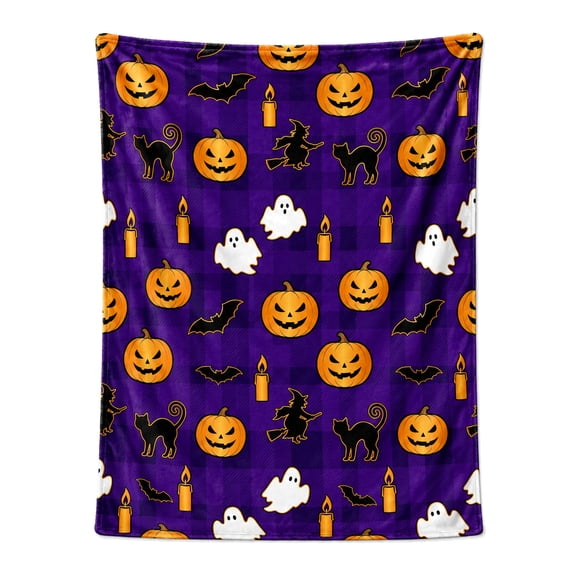 Halloween Blanket, Checkered Fall Throw Blanket, Soft Cozy Plush Blanket for Couch Sofa Bed, Halloween Home Decor Accent 50x40