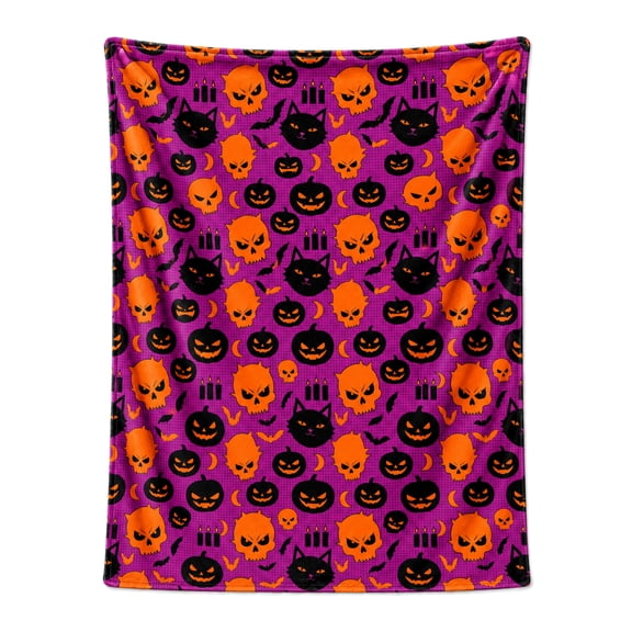 Halloween Blanket, Cozy Checkered Blanket for Fall Decor, Warm Plush Throw for Living Room Sofa Couch Bedroom, Seasonal Home Accent 50x40