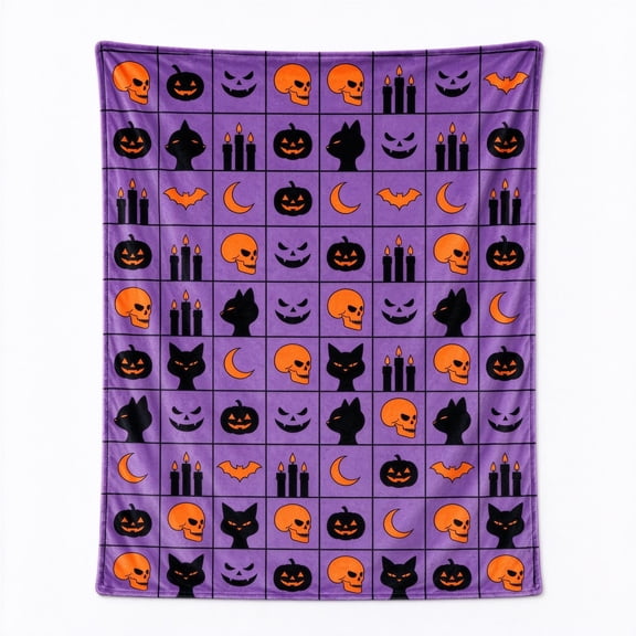 Halloween Blanket Fall Decor Soft Warm Fuzzy Cozy Plush Checkered Blanket Throw Blankets for Couch Sofa Bed Warm 50x40