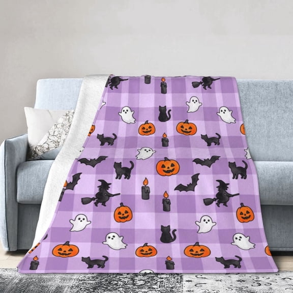 Halloween Blanket, Fall Throw Blanket, Cozy Plush Gift for Halloween Lovers, Soft Warm Blanket for Couch Sofa Bed 50x40