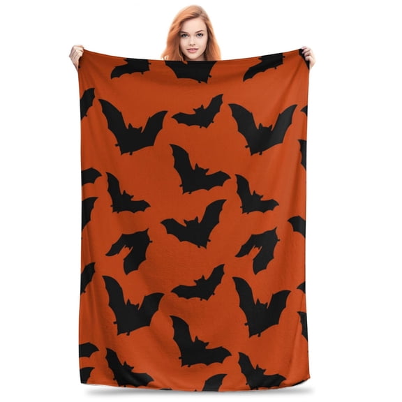 Halloween Blanket Flannel Bat Design All Season Throw Warm Cozy Plush Soft Home Decor for Couch and Bed 50x40