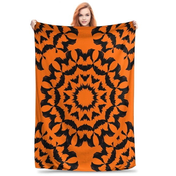 Halloween Blanket Flannel Bat Design All Season Throw Warm Cozy Plush Soft Home Decor for Couch and Bed 50x40