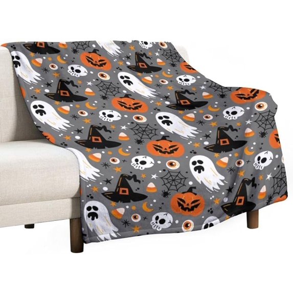Halloween Blanket Flannel Blankets for Kids Adult Fun Flannel Throw Blanket Fluffy Blanket Halloween Soft Blanket for Party Cosplay Bed Sofa Couch