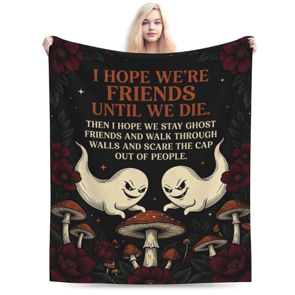 Halloween Blanket, Funny Ghost Friends Pattern, Cute Spooky Holiday Decor, Soft Plush Flannel Throw for Couch Bed 50x40