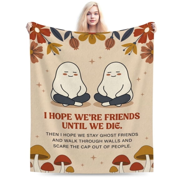 Halloween Blanket, Funny Ghost Friends Pattern, Cute Spooky Holiday Decor, Soft Plush Flannel Throw for Couch Bed 50x40
