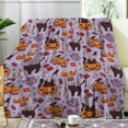 thumbnail image 1 of Halloween Blanket Gift for Boys Girls, Ghost Spooky Throw Blanket Gifts for Adults Bat Black Cats Decor Spider Webs Bat Plush Soft Lightweight Flannel Fleece Witch''s Hat Skull Bed Blankets80x60In, 1 of 6