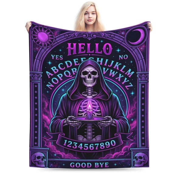 Halloween Blanket, Goth Skull Spooky Horror Decor, Gothic Divination Pattern, Soft Flannel Throw for Couch Lounging 50x40