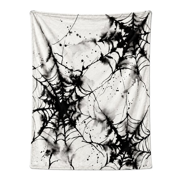 Halloween Blanket, Gothic Spider Web Horror Throw Blanket, Creepy Black Blanket for Halloween Lovers, Spooky Bedroom Living Room Couch Bed Decoration 50x40