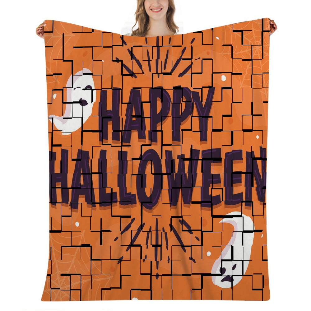 Halloween BlanketGothic Wizard Skeleton Blanket for College Dorm Room