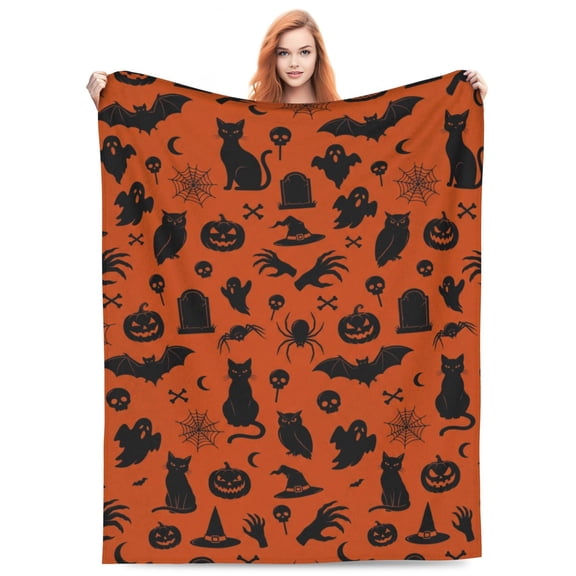 Halloween Blanket, Halloween Bat Design, Soft Cozy Flannel Throw, Spooky Party Decor for Sofa Couch Bed Living Room Home 50x40