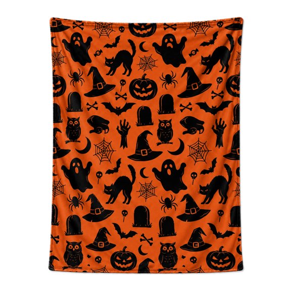 Halloween Blanket, Halloween Bat Design, Soft Cozy Flannel Throw, Spooky Party Decor for Sofa Couch Bed Living Room Home 50x40