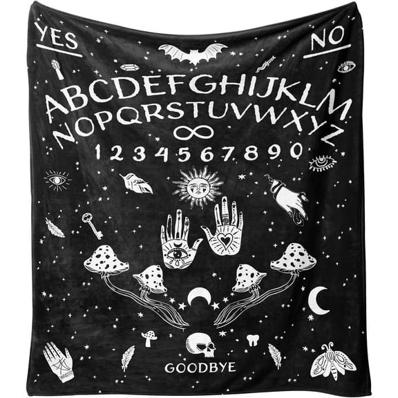 Halloween Blanket,Halloween Black Goth Occult Spooky Creepy Witch Skull Bats Fleece Blankets, for Women Flannel Throw Blanket for Home Living Room Couch Bed Chair or Dorm Decor 60"x50"