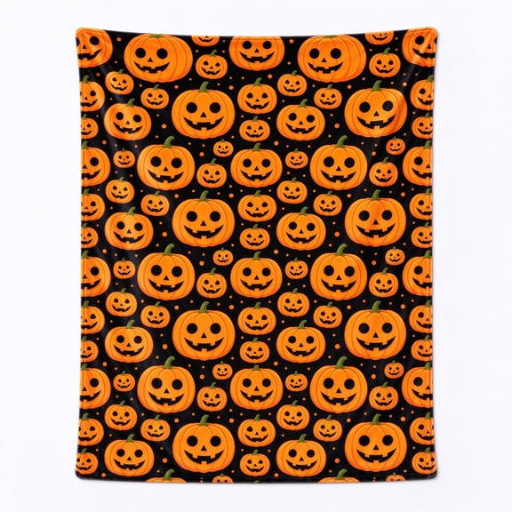 Halloween Blanket, Orange Pumpkin Fall Throw Blanket, Soft Cozy Plush Blanket for Couch Sofa Bed, Halloween Home Decor 50x40