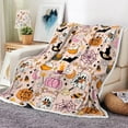 thumbnail image 1 of Halloween Blanket, Pumpkin Halloween Cute Holiday Black Cat Throw Blanket Bat Ghost Pumpkin Blankets for Couch, Sofa, Bed 50X60inch, Pink, 1 of 6