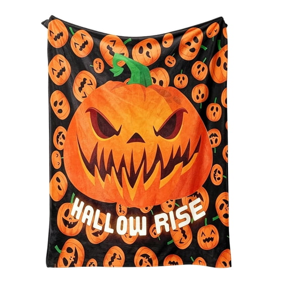 Halloween Blanket Pumpkin Throw Blanket Scary Jack-O-Lantern Soft Polyester Decorative 40x60 Inch for Couch Bed Office