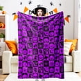 thumbnail image 1 of Halloween Blanket, Purple Checkered Plaid Pumpkin Black Bat Ghost Skull Halloween Throws Blankets, Spooky Webs Witch's Hat Soft Cozy Flannel Blanket for Sofa Couch Bed Decor, 60X70IN, 1 of 5