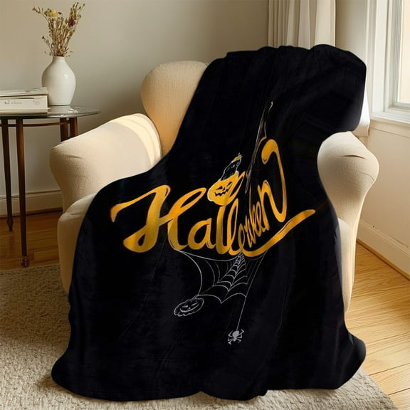 Halloween Blanket Soft Pumpkin Pattern Throw Blanket Flannel Plush Bedding Blankets for Adults Travel Gifts 100*150