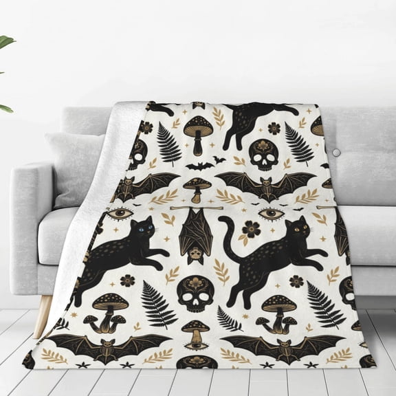 Halloween Blanket, Spooky Gift for Adults, Soft Cozy Flannel Throw, Halloween Decor for Sofa Couch Bed Room Travel 50x40