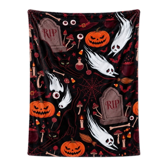 Halloween Blanket, Spooky Gift for Women Halloween Lovers, Cute Seasonal Decor Blanket for Couch Bed Sofa Home Decoration 50x40