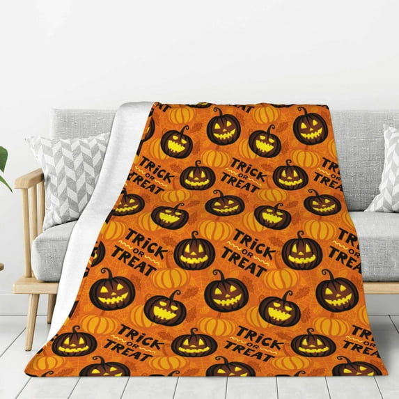 Halloween Blanket Throw Blanket for Couch Sofa and Bed, pumpkins halloween funny Halloween Plush Throw Blanket, Halloween Decor Fuzzy Cuteness Comfy Flannel Blanket