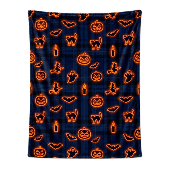 Halloween Blanket, Throw Blankets, Throw Blanket for Couch Sofa Bed, Soft Warm Fuzzy Cozy Plush Checkered Blanket, Farmhouse Fall Decor 50x40