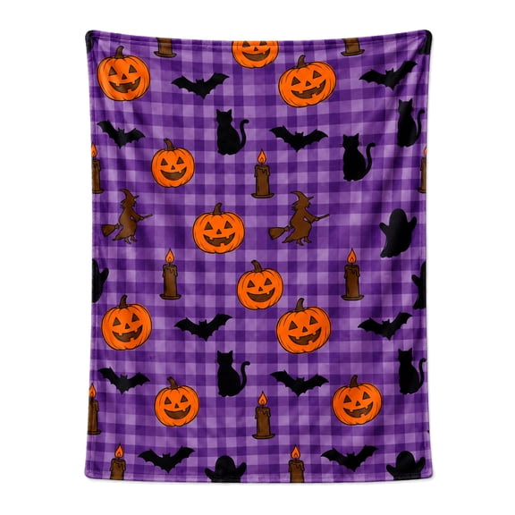 Halloween Blanket Throw Blankets for Couch Sofa Bed Soft Warm Fuzzy Cozy Plush Checkered Blanket Fall Decor 50x40