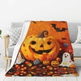thumbnail image 1 of Halloween Blanket Throw Blanket for Couch Sofa and Bed, Halloween Cartoon Pumpkin Ghost Halloween Plush Throw Blanket, Halloween Decor Fuzzy Cuteness Comfy Flannel Blanket, 1 of 7