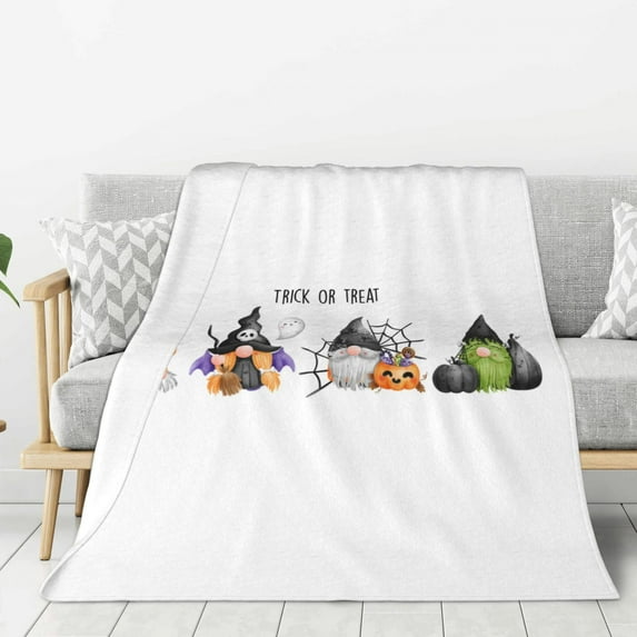 Halloween Blanket Throw Blanket for Couch Sofa and Bed, Halloween Happy Old Man G Halloween Plush Throw Blanket, Halloween Decor Fuzzy Cuteness Comfy Flannel Blanket