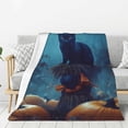 thumbnail image 1 of Halloween Blanket Throw Blanket for Couch Sofa and Bed, Halloween Pumpkin Black Cat Halloween Plush Throw Blanket, Halloween Decor Fuzzy Cuteness Comfy Flannel Blanket, 1 of 7