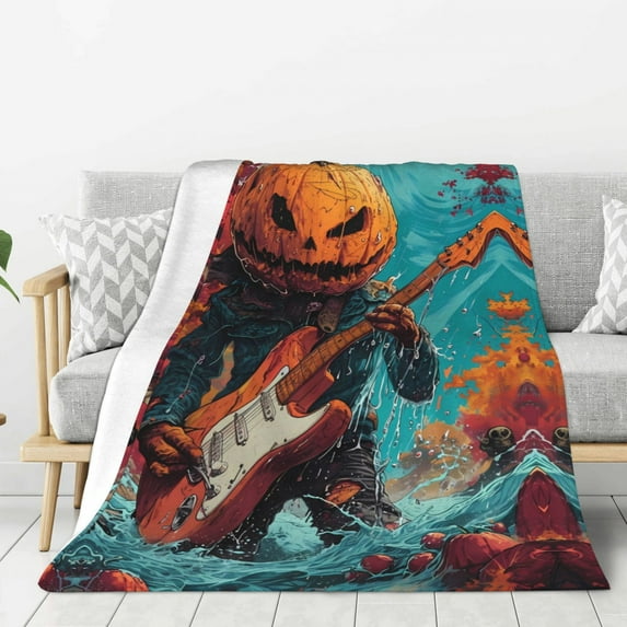 Halloween Blanket Throw Blanket for Couch Sofa and Bed, Halloween Rocking Pumpkin Halloween Plush Throw Blanket, Halloween Decor Fuzzy Cuteness Comfy Flannel Blanket