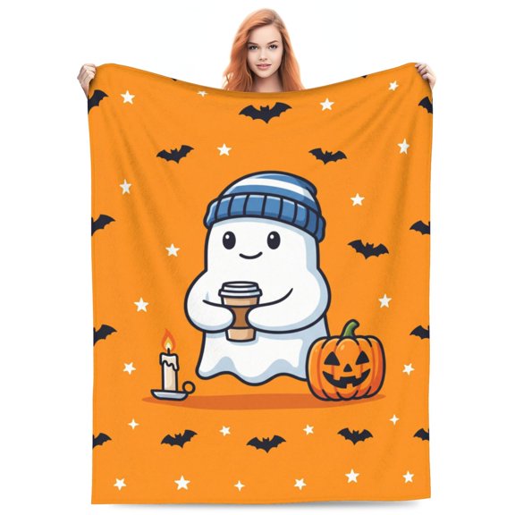 Halloween Blanket for Women Men, Haunted Halloween Themed Printed Throw Blanket for Teens Adults, Warm Soft Cozy Blanket for Lap Chair Sofa 50x40