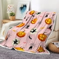 thumbnail image 1 of Halloween Blankets Fall Orange Pumpkin Spider Webs Black Bat Candy and Witch Throw Blanket Halloween Decor Super Soft Flannel Throw Blanket for Bedding Sofa Chair and Travel Decorations, 1 of 5