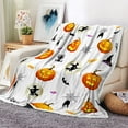 thumbnail image 1 of Halloween Blankets for Kids Fall Orange Pumpkin Spider Webs Black Bat Candy and Witch Throw Blanket Halloween Decor Super Soft Flannel Throw Blanket for Bedding Sofa Chair and Travel Decorations, 1 of 4