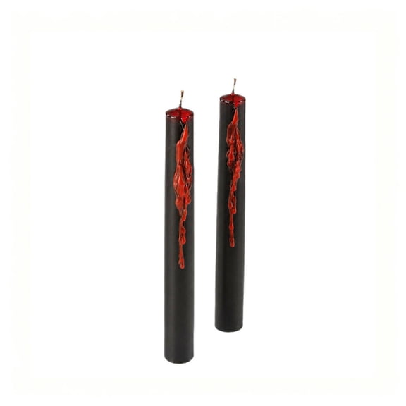 Halloween Bleeding Candles 2 Pack, Gothic Vampire Blood Bleeding Candles, Long-Burning Drip Taper Candle for Dining Table Decor