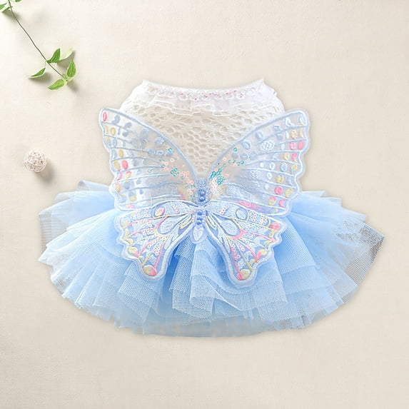 Halloween Bling Bling Puppy Tutu Dress,Elegant Lace Princess Skirt For Extra Small & Small Dogs, Light Blue Party & Festival Pet Outfit Clothes