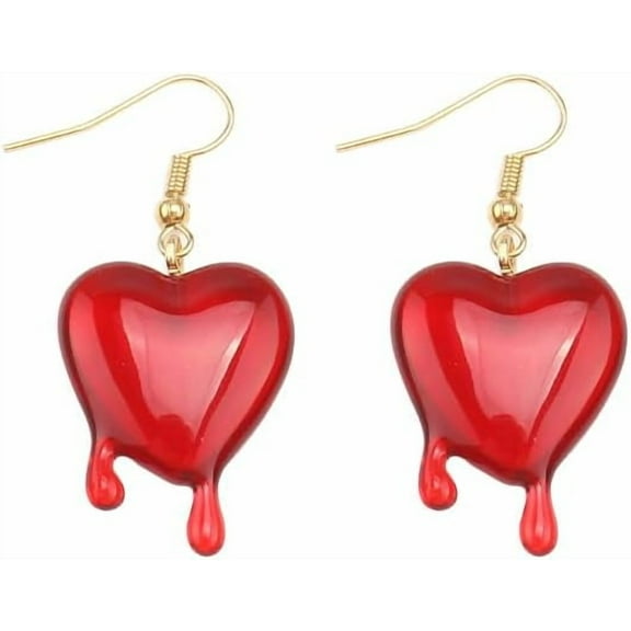 Halloween Blood Heart Earrings for Women Punk Red Heart Earrings Scary Halloween Earrings Gothic Human Heart Dangle Earring Y2k Earrings Vampire Earrings Halloween Party Jewelry Gifts