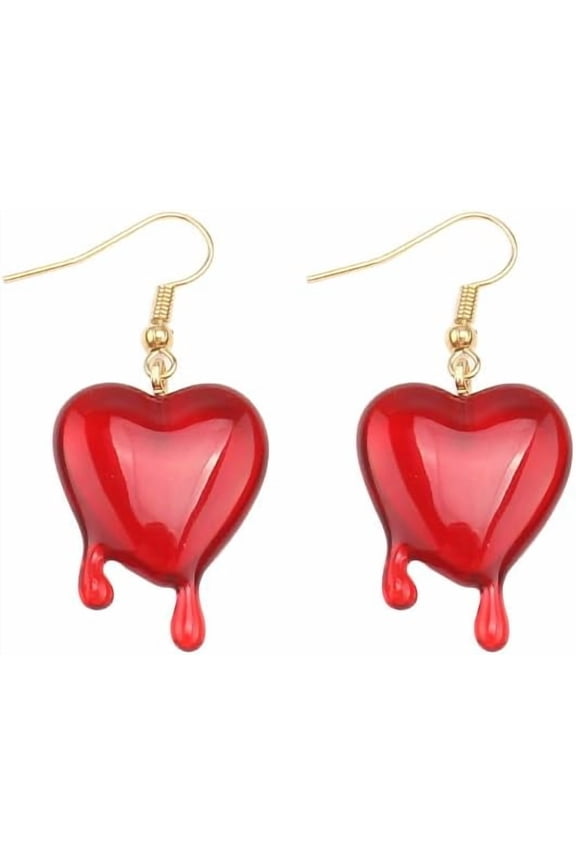 Halloween Blood Heart Earrings for Women Punk Red Heart Earrings Scary Halloween Earrings Gothic Human Heart Dangle Earring Y2k Earrings Vampire Earrings Halloween Party Jewelry Gifts