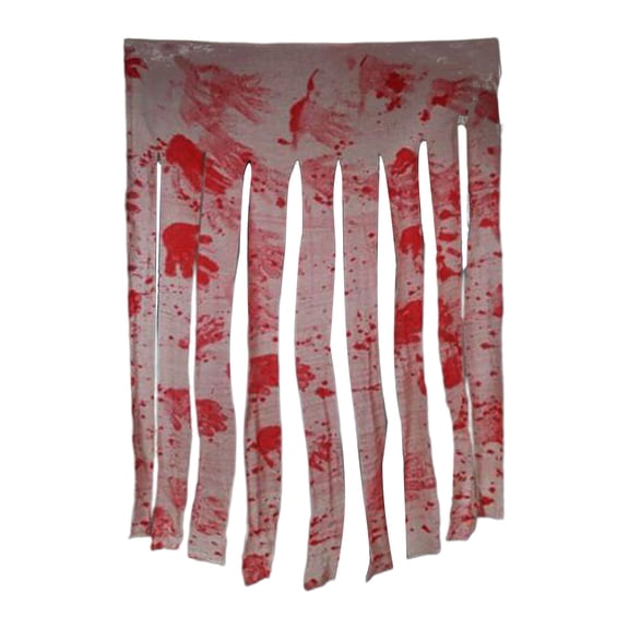 Halloween Bloodstained Curtain, Spooky Door and Window Decoration, Creepy Stained Handprint Prop for Parties and Home Decor