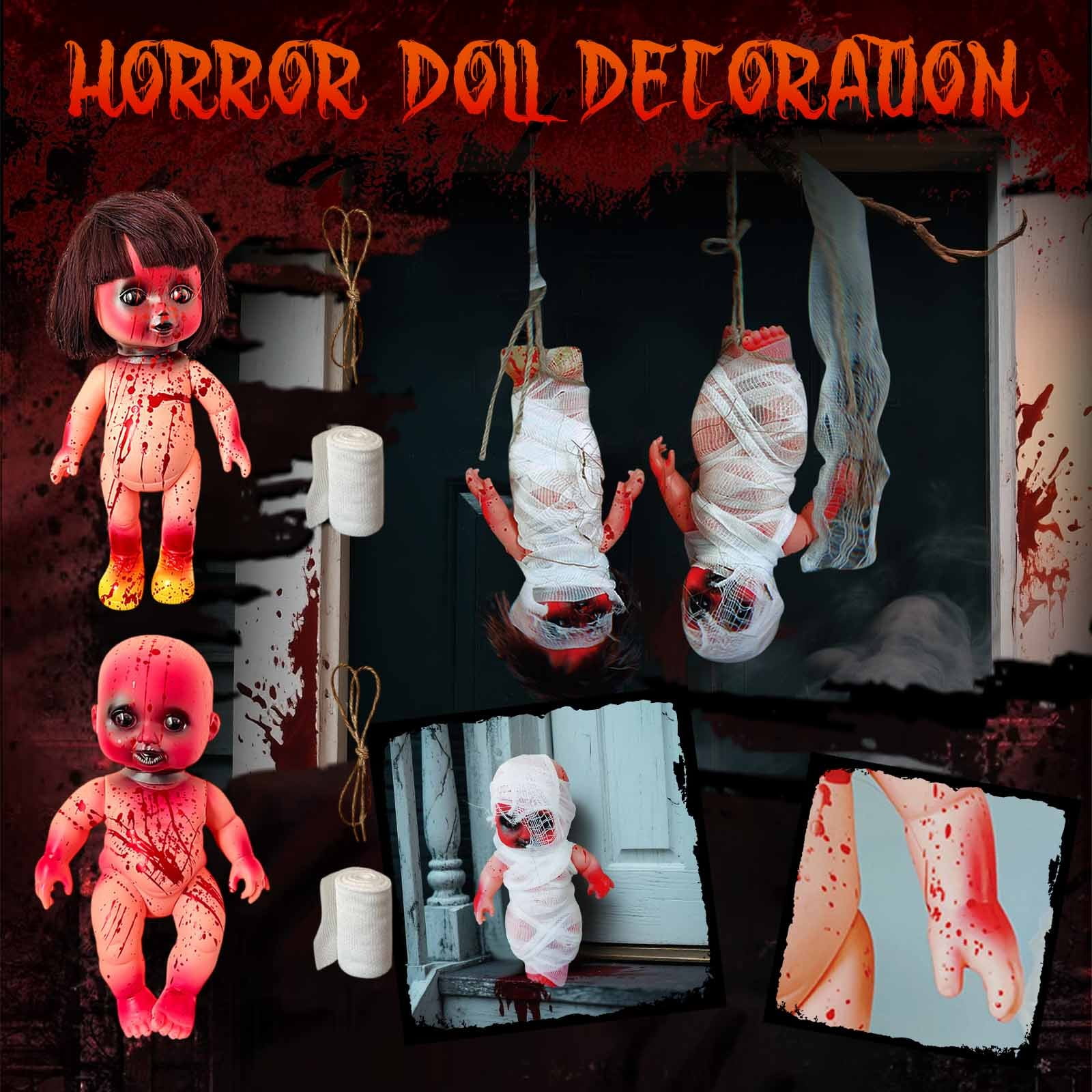 Halloween Bloody Baby Doll Prop With Bandage And Rope, Creepy Decor For ...