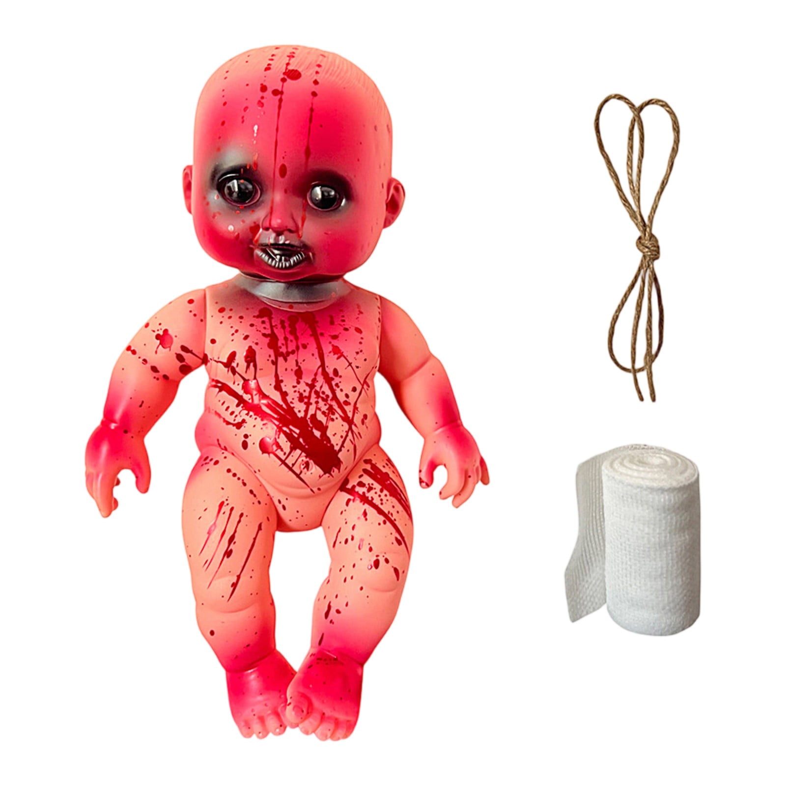 Halloween Bloody Baby Doll Prop with Bandage and Rope, Creepy Decor for ...