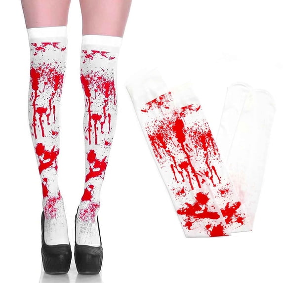Halloween Bloody Gloves Socks Set Horror Party Decor Handprint Pattern Costume Accessory Polyester Nylon Props for Halloween Party Cosplay Haunted House Event Decoration