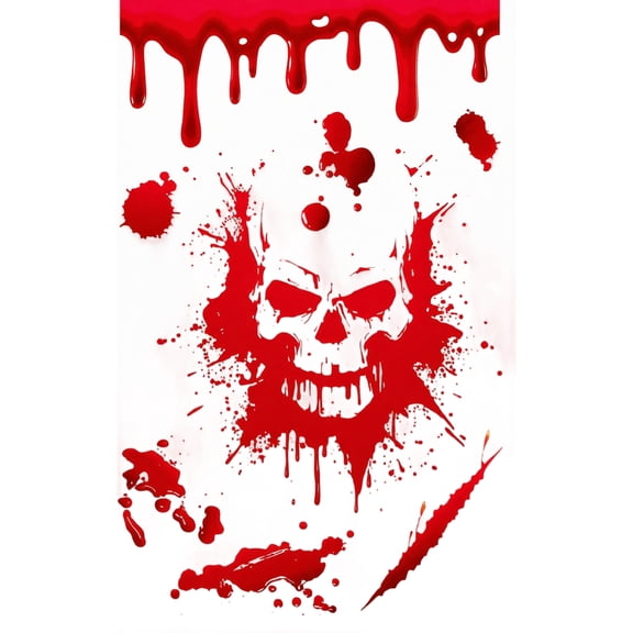 Halloween Bloody Handprint Car Decals with Skull Blood Splatter Design, Spooky Vehicle Exterior Decoration for Truck Windows, Horror Party Favor Car Accessories 1 Pack