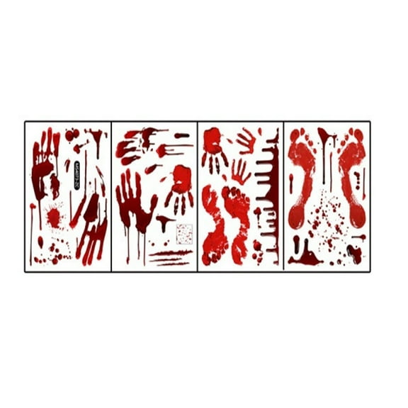 Halloween Handprint Footprint Window Stickers - 12 Sheets Decoration Clings for Glass Wall Floor Indoor Outdoor Party Scary Halloween Decor