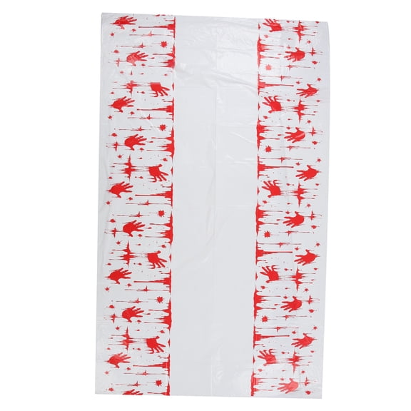 Halloween Bloody Handprint Tablecover 108 x 54 in Horror Blood Splatter Plastic Tablecloth for Scary Zombie Party Haunted House Slasher Decorations Multipack