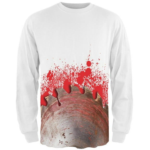 Halloween Bloody Saw Blade Massacre All Over Mens Long Sleeve T Shirt Multi SM