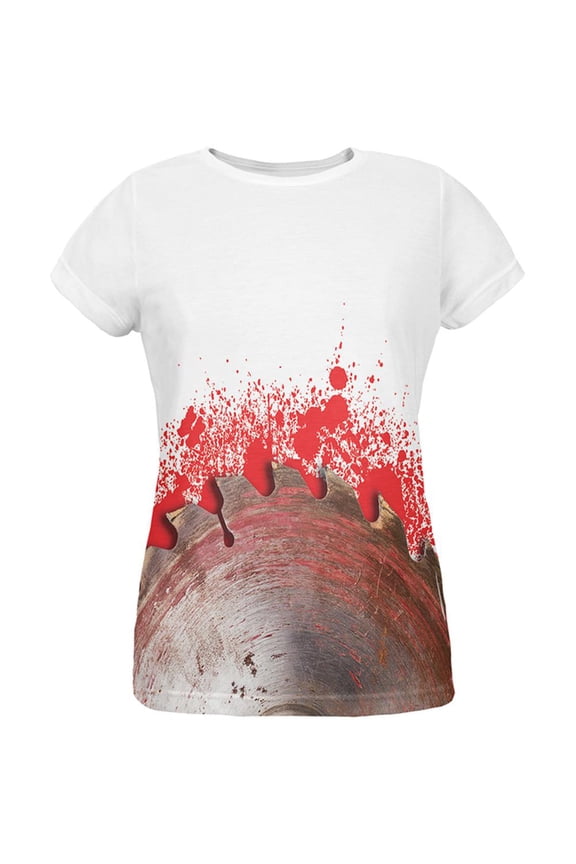 Halloween Bloody Saw Blade Massacre All Over Womens T-Shirt - 2X-Large