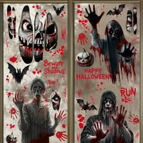 Halloween Bloody Window Clings Posters Bloody Handprint Sticker Party Decoration Haunted House Door Cover Creepy School Dormitory Window Decoration